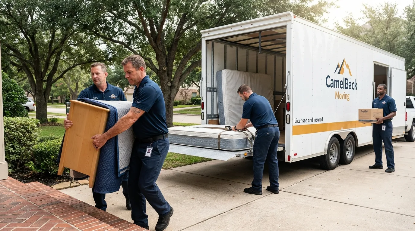Crew loading residential truck for cross-state move from Crooksville, OH