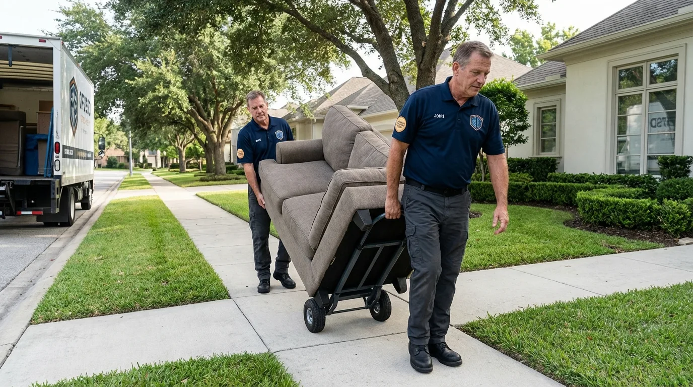 Local residential moving crew loading furniture in Crooksville, OH