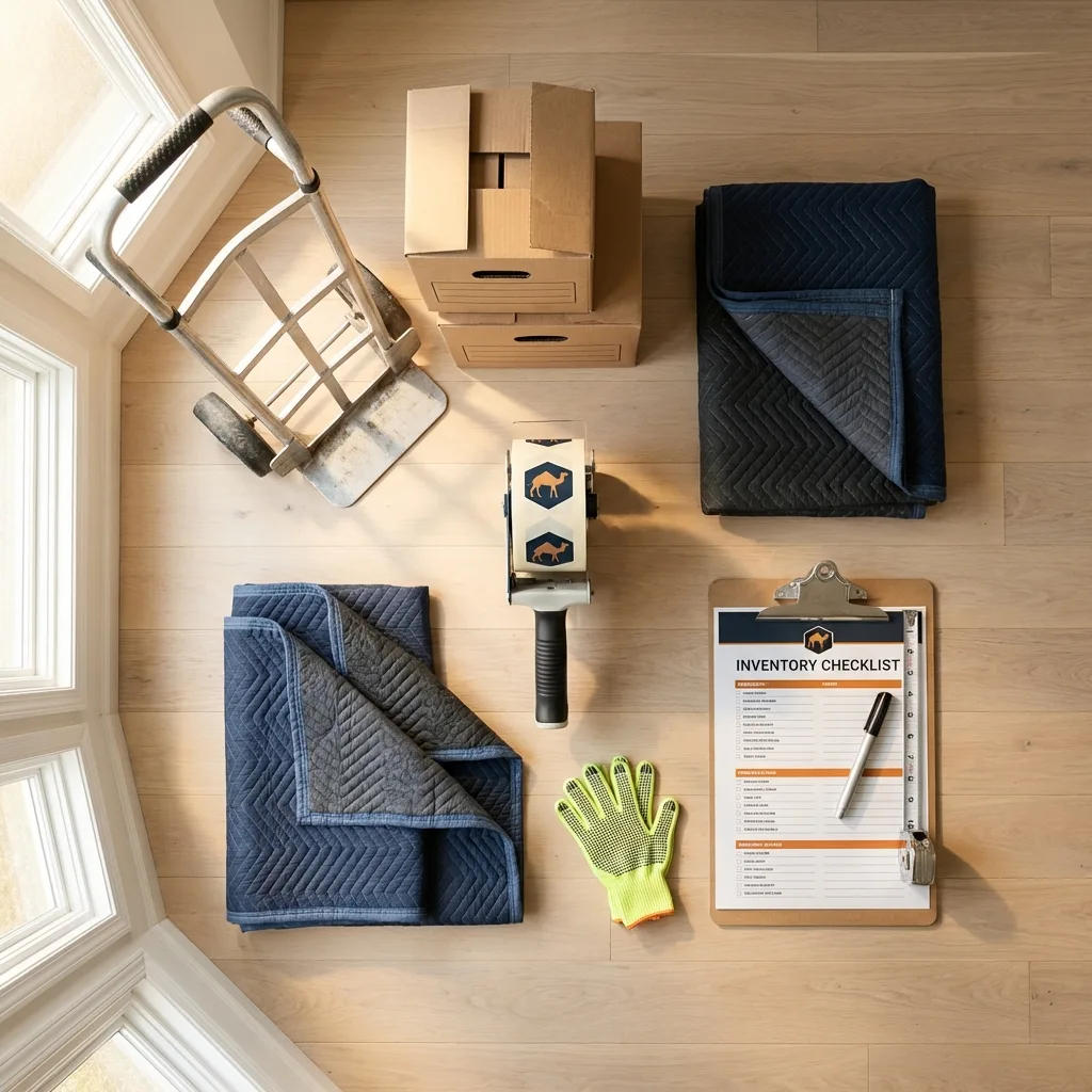 Professional moving supplies and packing materials layout for Crooksville residential relocations